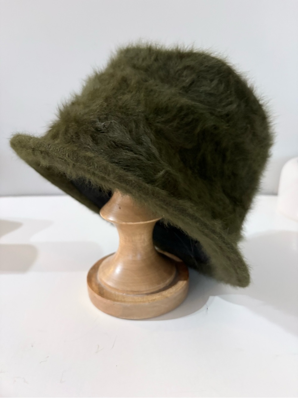 Vintage NORBA Angora Rabbit Hair Loden Green Bucket Hat Made in Canada OS 9 1/2”